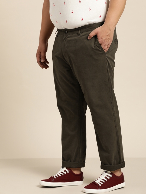 

Sztori Plus Size Men Olive Green Regular Fit Solid Chinos