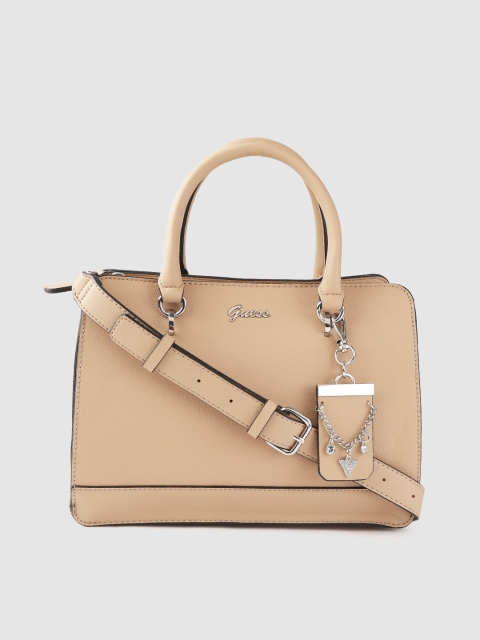 

GUESS Beige Solid Handheld Bag
