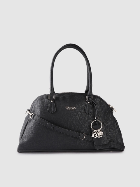 

GUESS Black Textured Shoulder Bag with Detachable Sling Strap