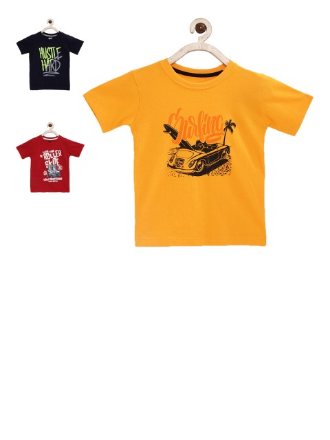 

Joven Boys Pack of 3 Printed Round Neck T-shirts, Yellow