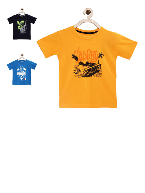 

Joven Boys Pack of 3 Printed Round Neck T-shirts, Yellow