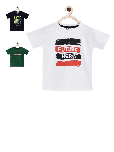 

Joven Boys Pack of 3 Printed Round Neck T-shirts, White