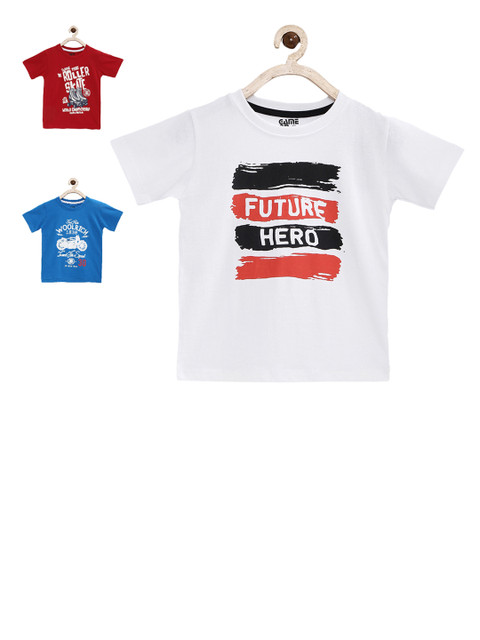 

Joven Boys Pack of 3 Printed Round Neck T-shirts, Red