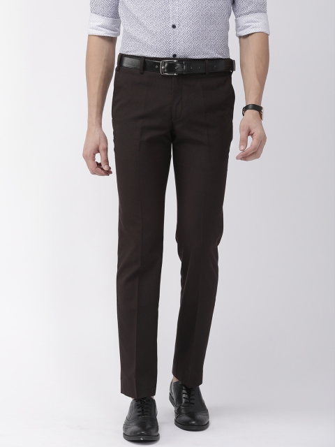 

Park Avenue Men Brown Super Slim Fit Solid Formal Trousers