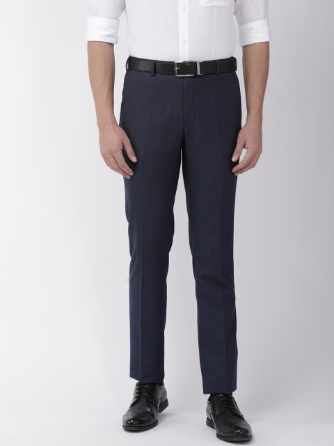 

Raymond Men Navy Blue Slim Fit Self Design Formal Trousers