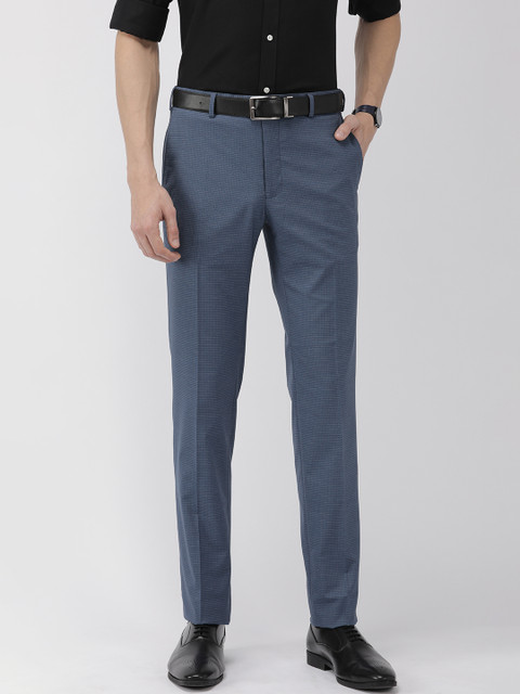 

Raymond Men Blue Slim Fit Solid Formal Trousers
