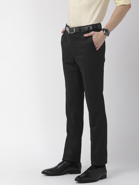 

Raymond Men Black Slim Fit Self Design Formal Trousers