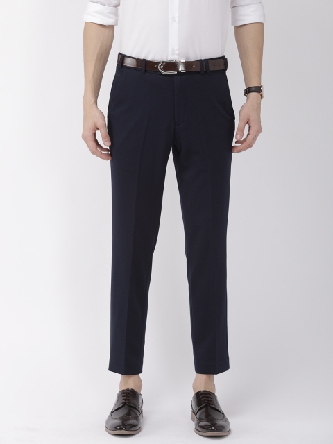 

Park Avenue Men Navy Blue Active Fit Solid Formal Trousers