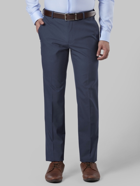 

Raymond Men Blue Slim Fit Solid Formal Trousers