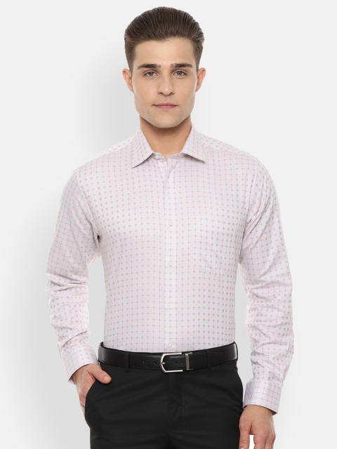

Van Heusen Men Cream-Coloured Regular Fit Checked Formal Shirt