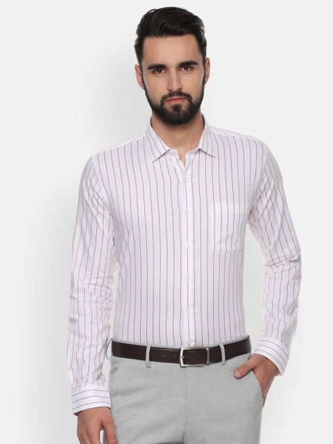 

Van Heusen Men Pink & White Slim Fit Striped Formal Shirt