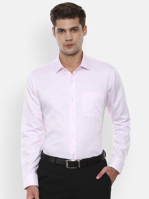 

Van Heusen Men Pink Slim Fit Self Design Formal Shirt