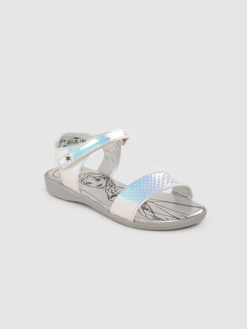 

toothless Girls Disney Frozen Silver-Toned Snakeskin Textured Iridescent Effect Flats