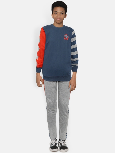 

Sweet Dreams Boys Navy Blue & Grey Melange Solid Tracksuit