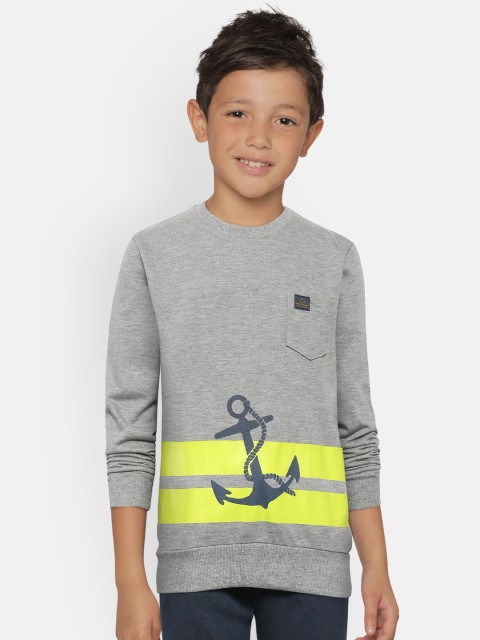 

Sweet Dreams Boys Grey Melange & Navy Blue Printed Tracksuit