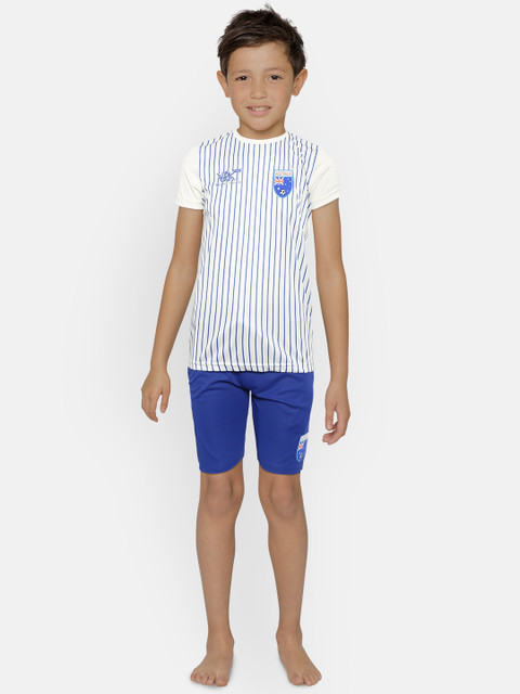 

Sweet Dreams Boys White & Blue Striped T-shirt with Shorts
