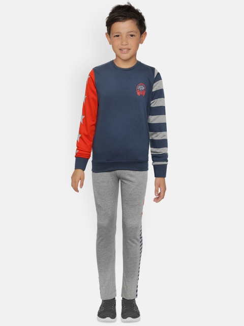 

Sweet Dreams Boys Navy Blue & Grey Melange Solid Tracksuit