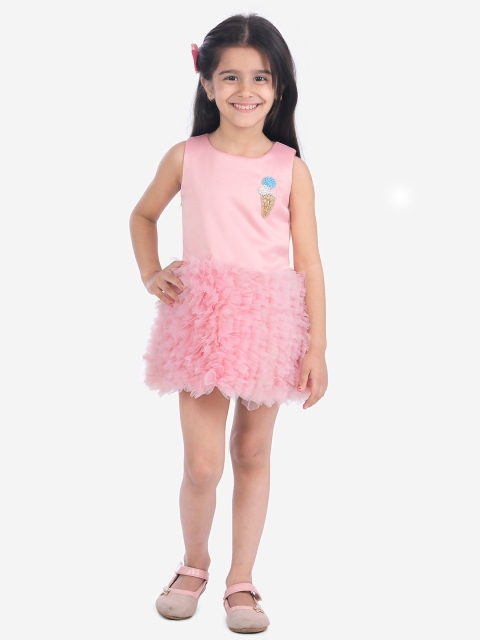 

Fairies Forever Girls Pink Solid Fit and Flare Dress