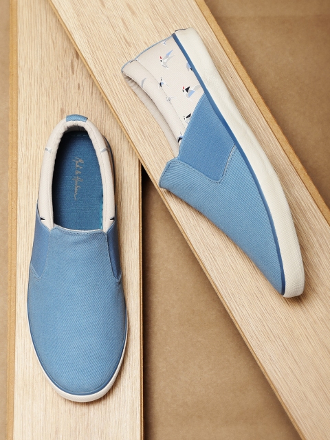 

Mast & Harbour Men Blue & Grey Slip-On Sneakers