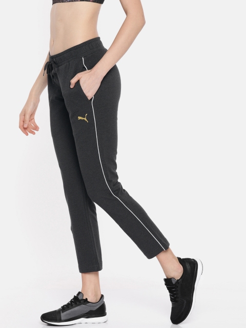 

Puma Women Black Charcoal Grey Slim Fit Drycell Stylized Track Pants