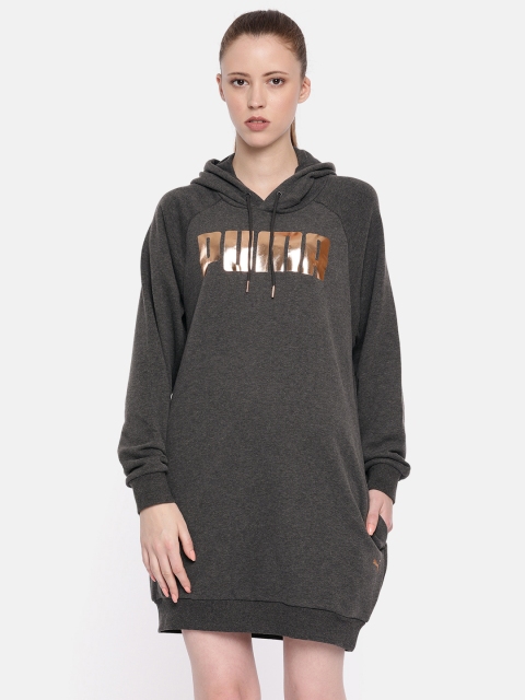 

Puma Women Charcoal Grey Printed TR Sweatshirt Dress