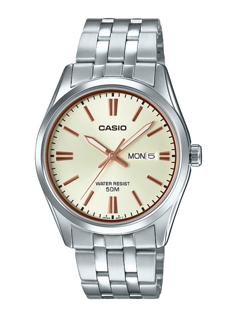 

CASIO Enticer Men Beige Silver-Toned Analogue Watch A1517 MTP-1335D-9AVDF