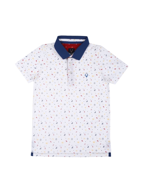 

Allen Solly Junior Boys White & Blue Printed Polo Collar T-shirt