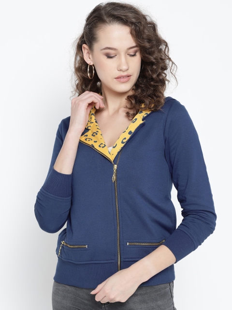 

Skidlers Women Navy Blue Solid Hooded Sweatshirt