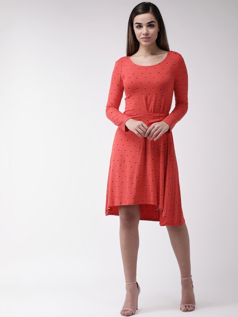 

Marks & Spencer Women Coral Red Quirky Printed A-Line Dress