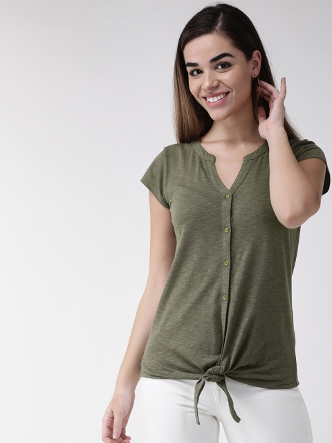 

Marks & Spencer Women Olive Green Solid Top