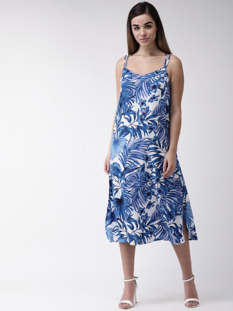

Marks & Spencer Women Blue & White Tropical Printed A-Line Dress