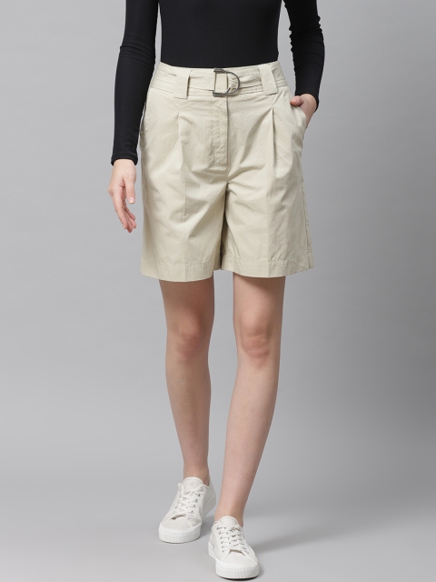 

Marks & Spencer Women Beige Solid Regular Shorts