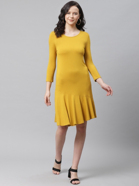 

Marks & Spencer Women Mustard Yellow Solid A-Line Dress