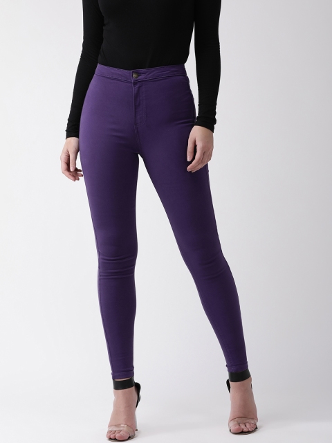 

Marks & Spencer Women Purple Super Skinny Fit Solid Regular Trousers