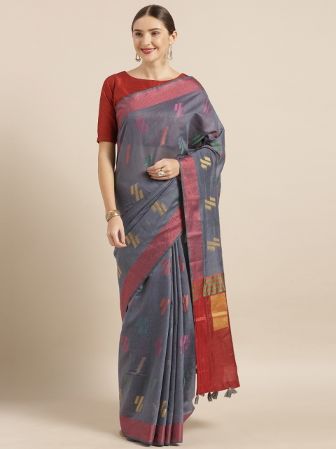 

Mirchi Fashion Blue Polycotton Woven Design Kanjeevaram Saree
