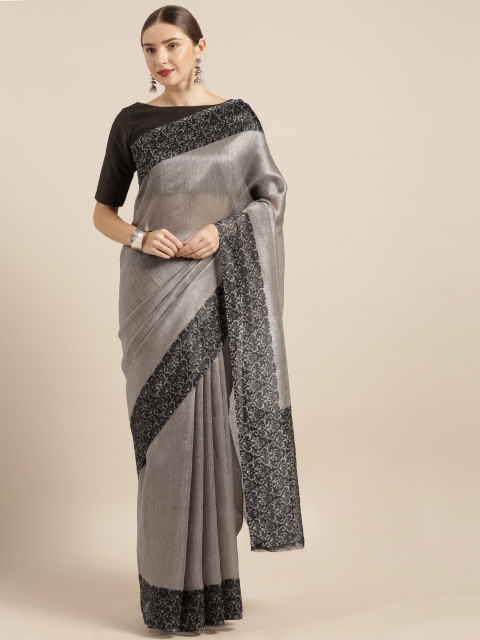 

Mirchi Fashion Grey Solid Art Silk Saree