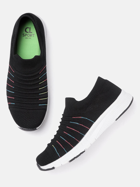 

Carlton London sports Women Black Self-Striped Running Shoes