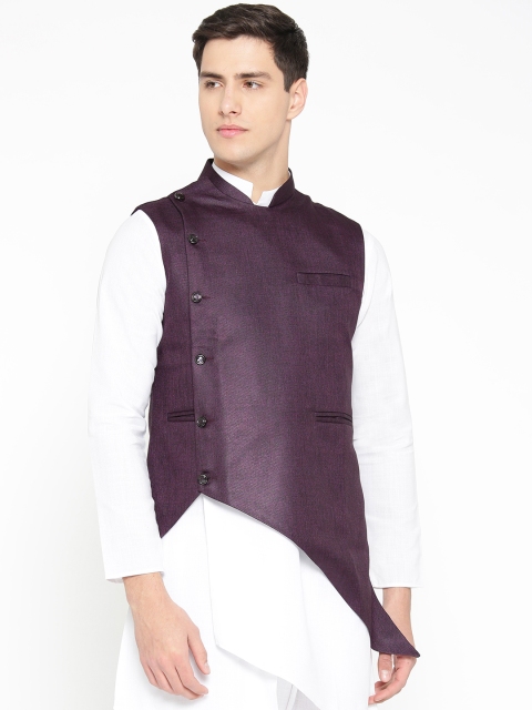 

Badoliya & Sons Men Purple Solid Nehru Jacket