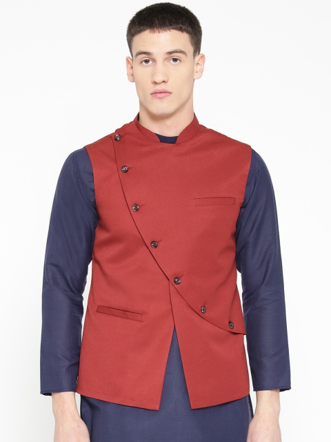 

Badoliya & Sons Men Maroon Solid Nehru Jacket