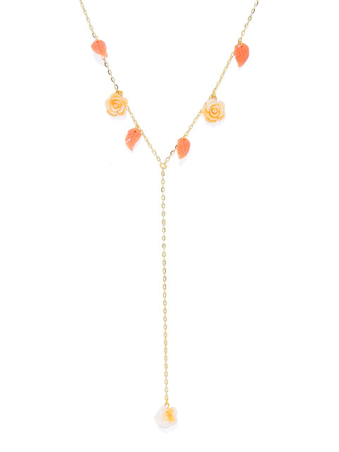 

Pipa Bella Gold-Plated Floral Brass Necklace, Orange