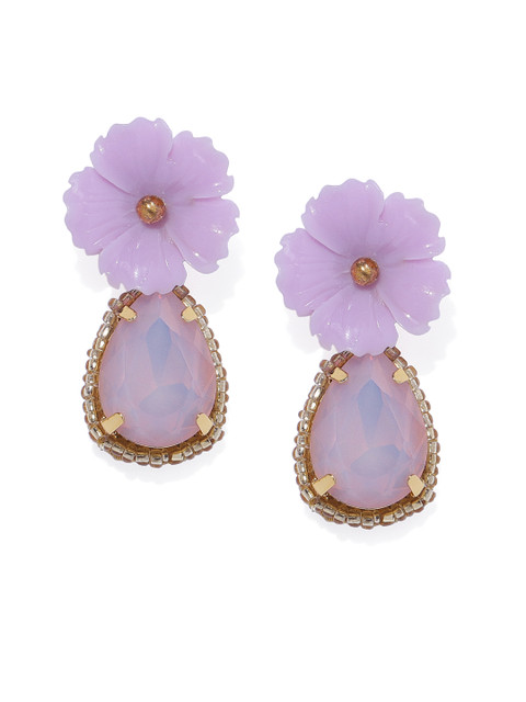 

Pipa Bella Lavender & Gold-Toned Floral Drop Earrings