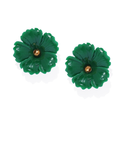 

Pipa Bella Green & Gold-Toned Floral Studs