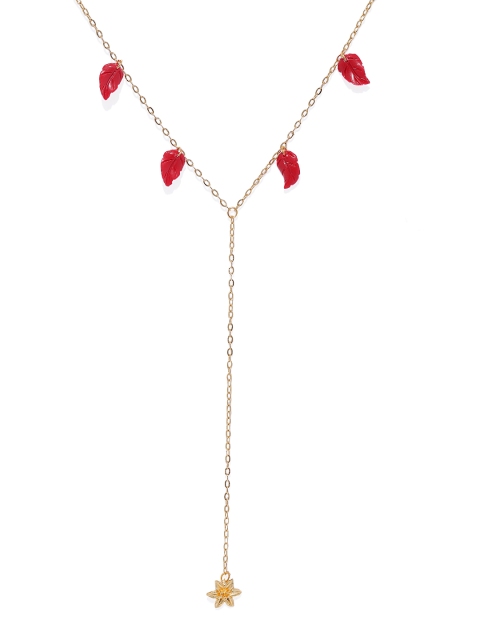 

Pipa Bella Gold-Plated Floral Brass Necklace, Red