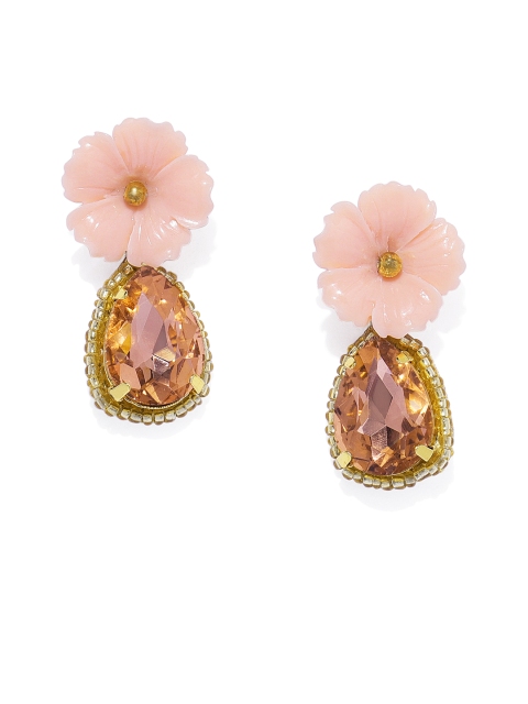 

Pipa Bella Pink & Gold-Toned Floral Drop Earrings
