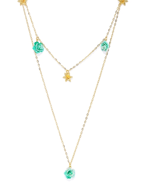 

Pipa Bella Gold-Toned Floral Brass Necklace, Green