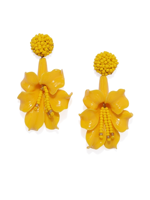 

Pipa Bella Yellow & Gold-Toned Floral Drop Earrings