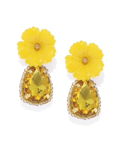 

Pipa Bella Yellow & Gold-Toned Floral Drop Earrings