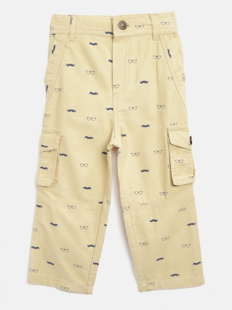 

Nauti Nati Boys Khaki Regular Fit Printed Cargos