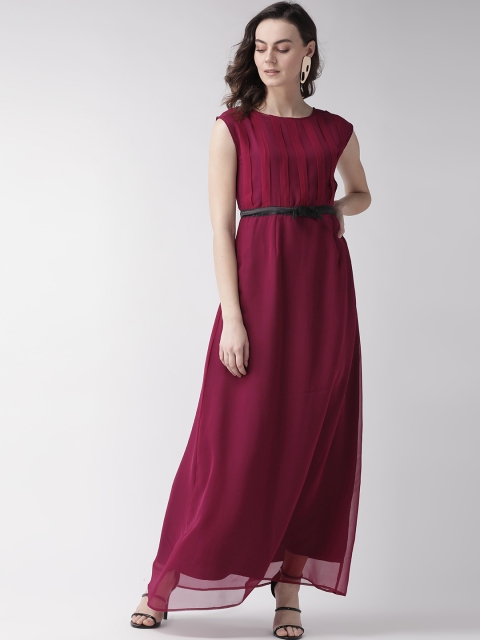 Women Magenta Solid Maxi Dress