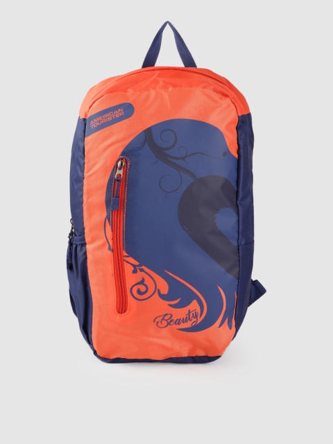 

AMERICAN TOURISTER Unisex Navy Blue & Orange Graphic Printed Backpack